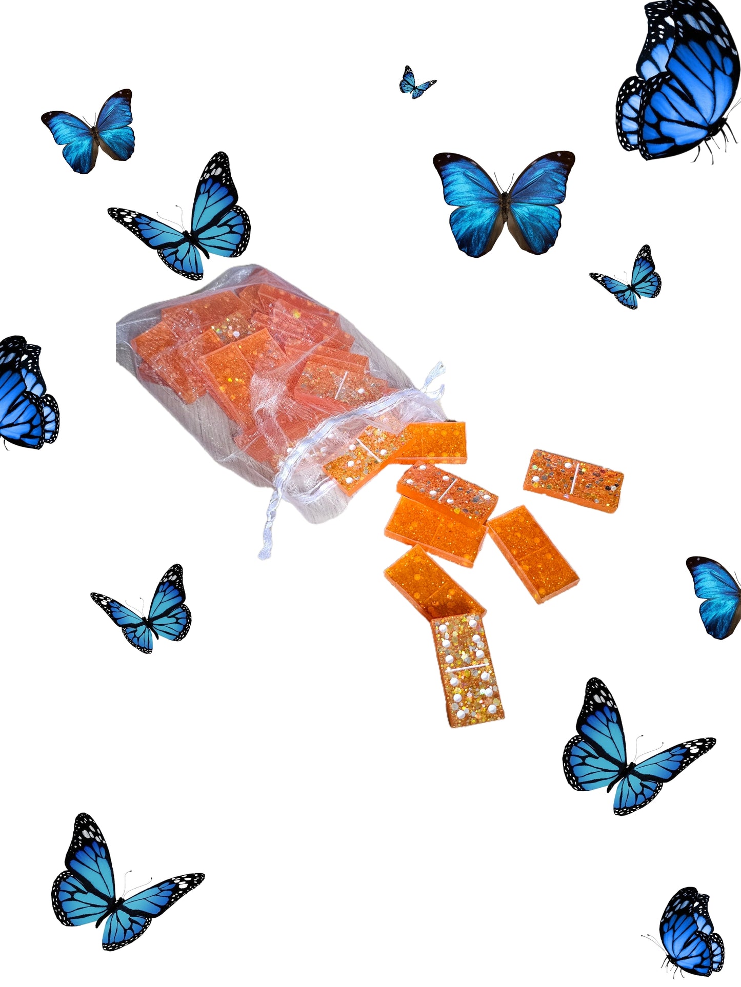 Domino orange pailleté