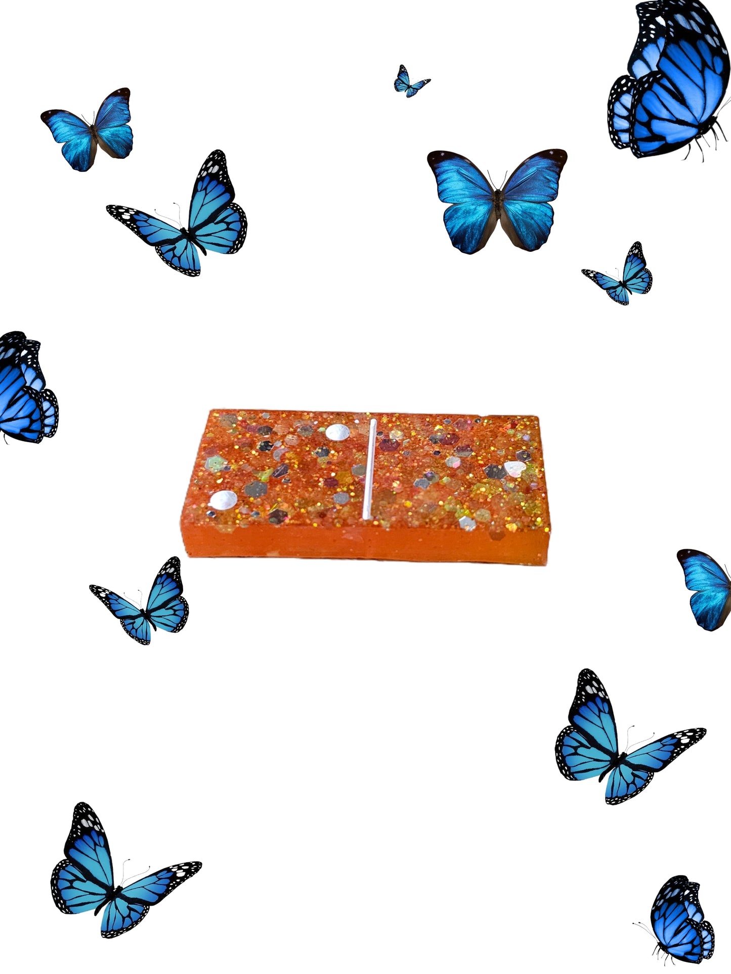 Domino orange pailleté