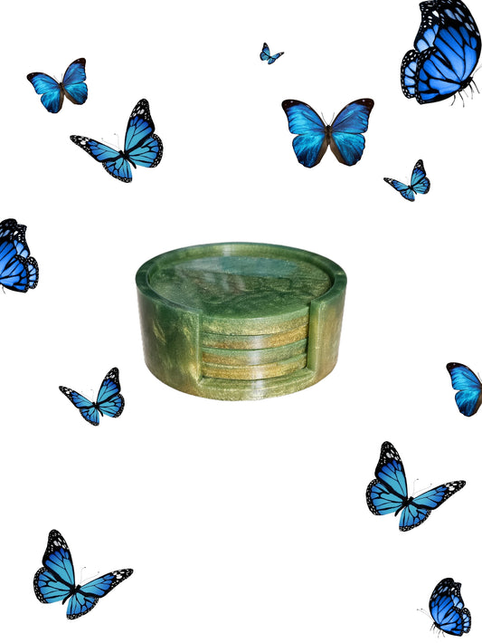 Lot de dessous de verre vert