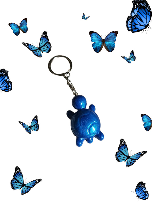 Porte clé tortue bleu