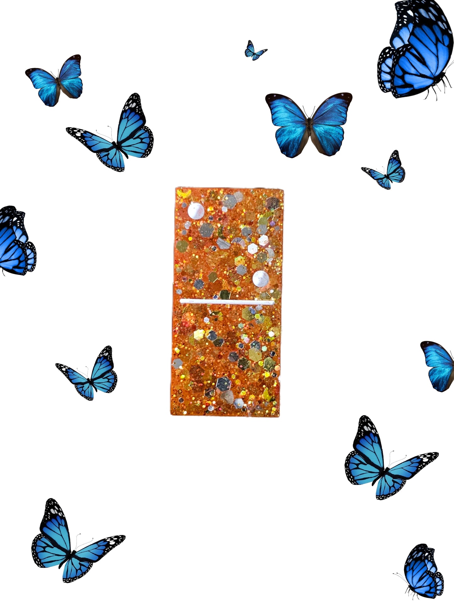 Domino orange pailleté