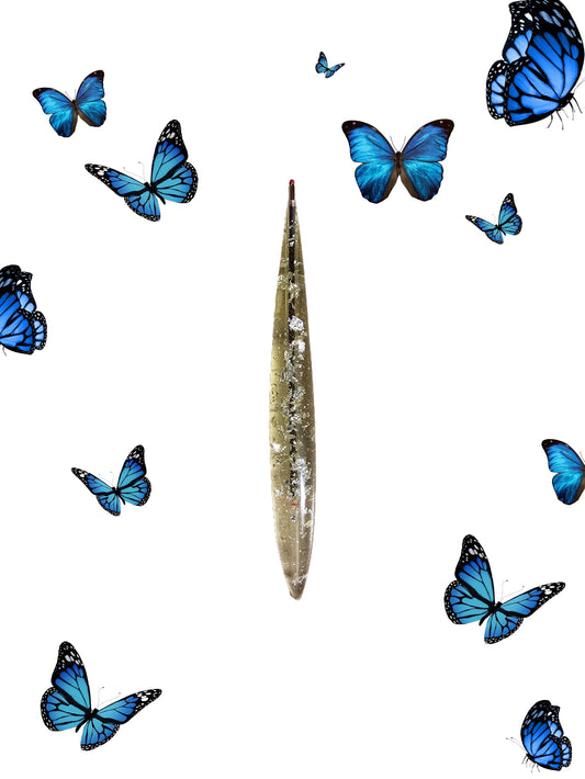 Stylo transparent avec feuille argenté